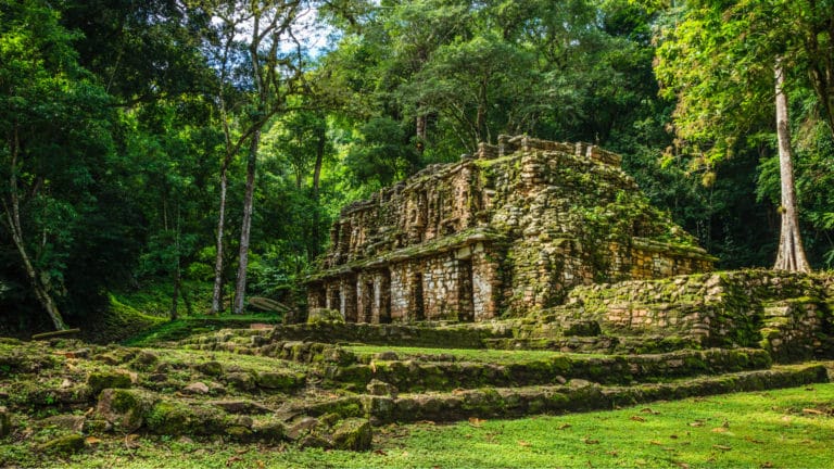 Vue du face du temple de Yaxchilán