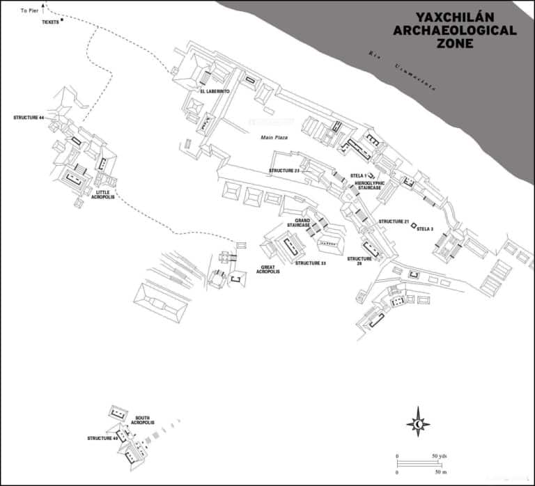Plan de la zone Archéologique Yaxchilan