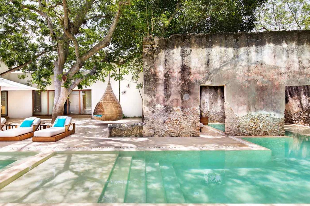 Vue sur l'hôtel Chablé Yucatán et sa piscine